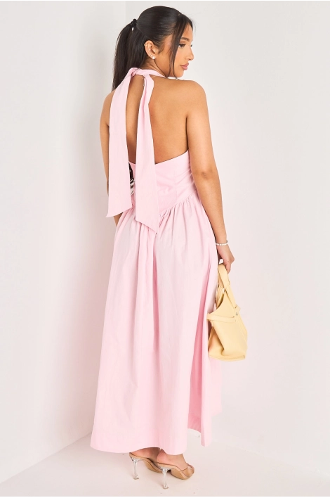 Robe longue rose à dos nu