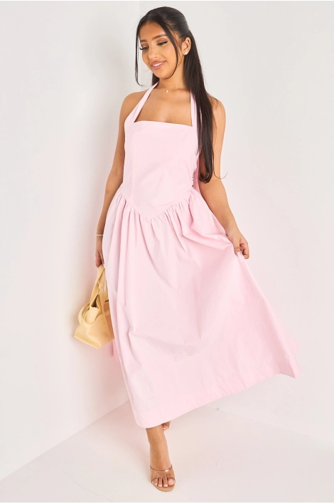 Robe longue rose à dos nu