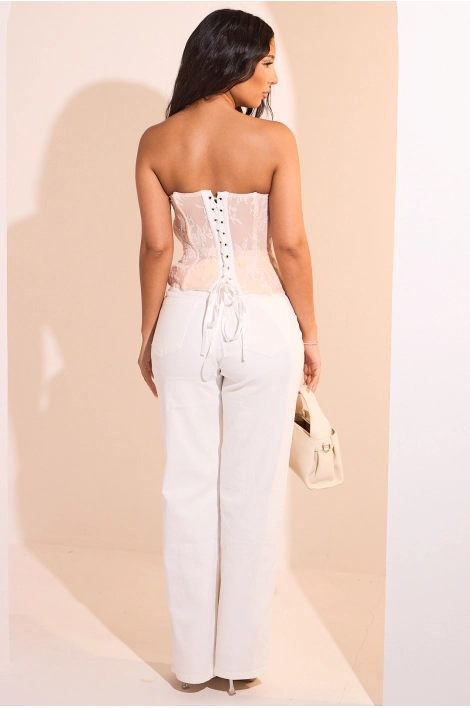 Corset beige à motifs floraux