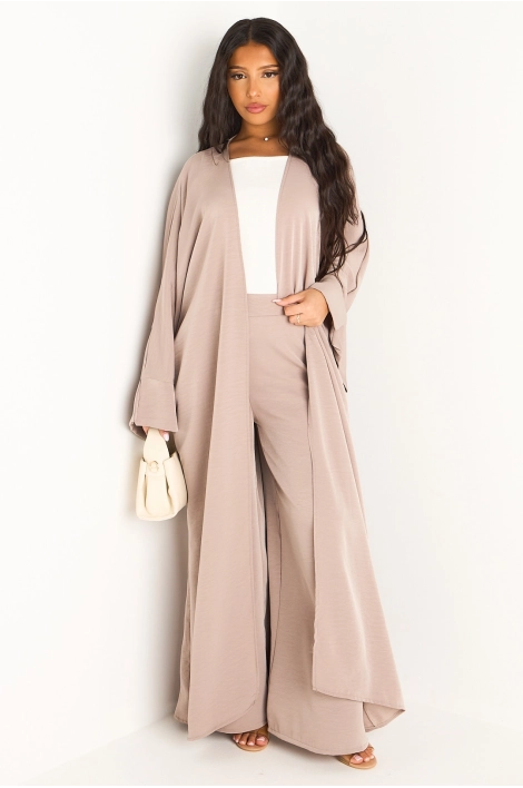 Ensemble deux pièces taupe pantalon + kimono