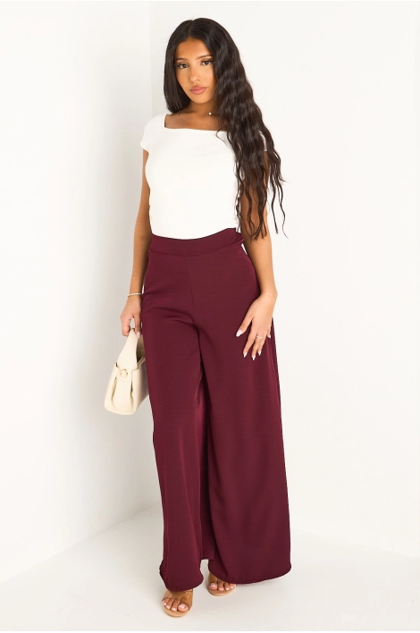Ensemble deux pièces bordeaux pantalon + kimono