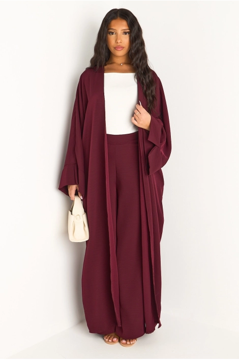 Ensemble deux pièces bordeaux pantalon + kimono