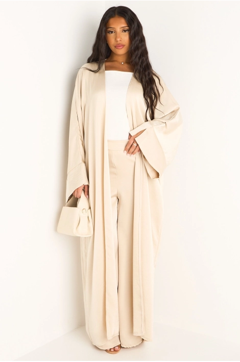 Ensemble deux pièces beige pantalon + kimono