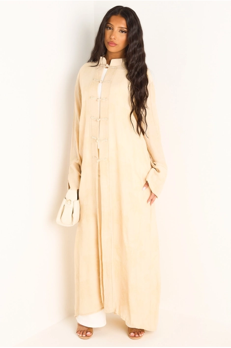 Kimono beige à motifs floraux