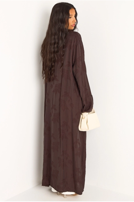 Kimono marron à motifs floraux