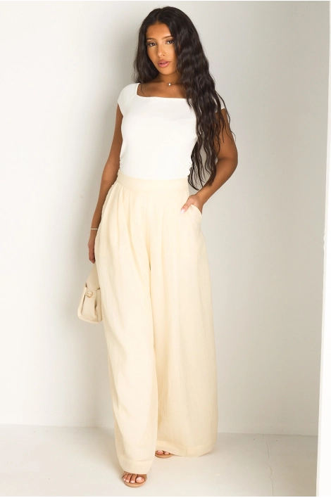 Pantalon coupe droite écru
