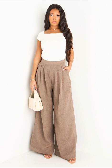 Pantalon coupe droite taupe