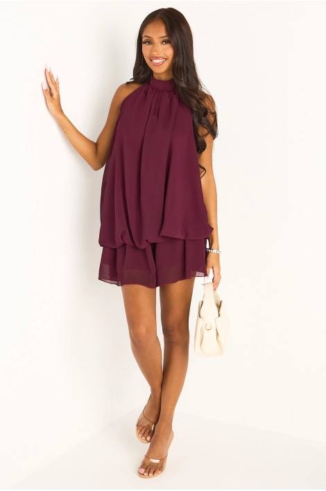 Robe à dos nu prune