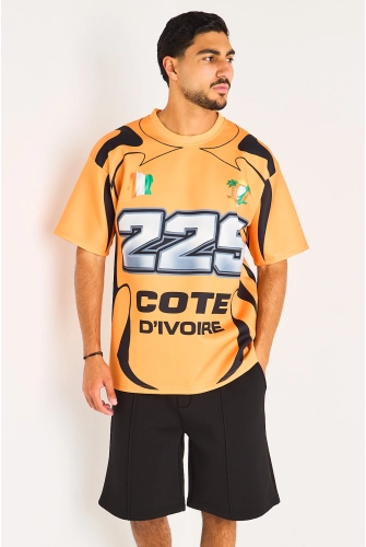 Tee-shirt orange à inscription '' Cote d'Ivoire ''