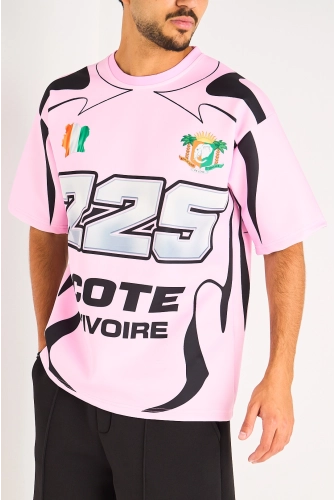 Tee-shirt rose à inscription '' Cote d'Ivoire ''