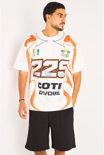 Tee-shirt blanc à inscription '' Cote d'Ivoire ''