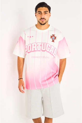 Tee-shirt rose à inscription '' Portugal ''
