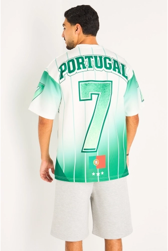Tee-shirt vert à inscription '' Portugal ''