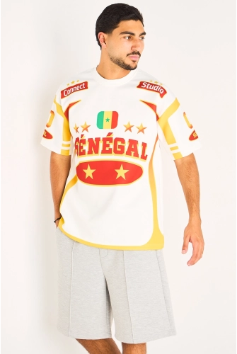 Tee-shirt blanc à inscription '' Sénégal ''