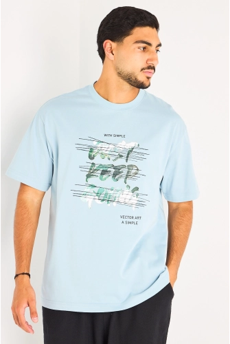 Tee-shirt bleu clair à inscription