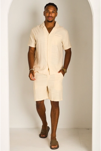 Ensemble deux pièces beige chemise + short