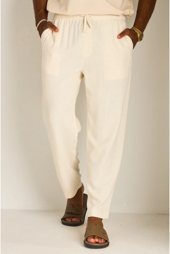 Pantalon en lin fluide beige