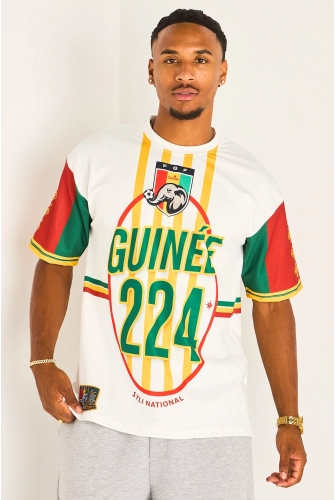 Tee-shirt blanc à inscription " Guinée "