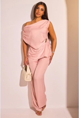 Ensemble deux pièces rose haut sans manches + pantalon