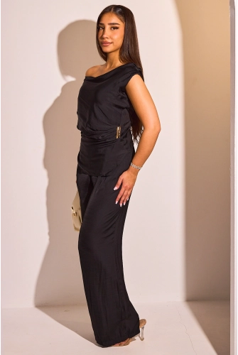 Ensemble deux pièces noir haut sans manches + pantalon