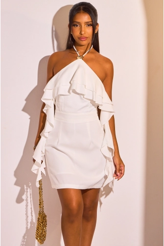 Combinaison short blanche à volants