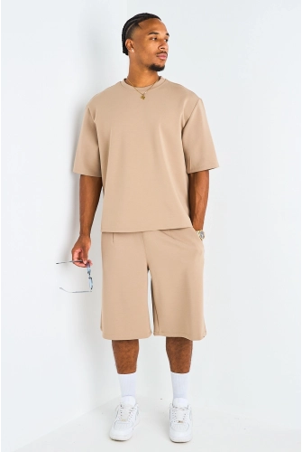 Ensemble 2 pièces t-shirt + short taupe