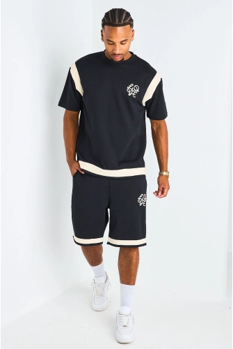 Ensemble 2 pièces : t-shirt + short à inscriptions "LOVE " noir