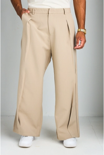 Pantalon beige à coupe droite