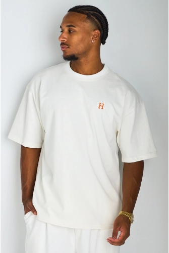 T-shirt écru à broderie '' H "