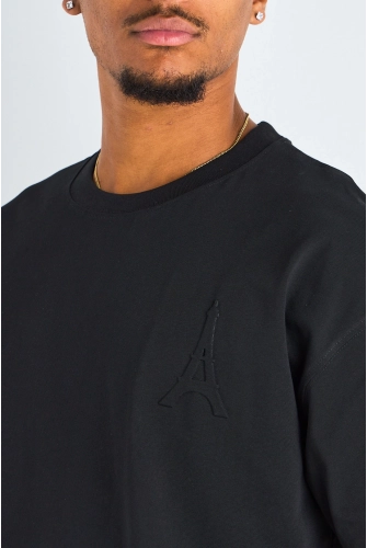 T-shirt à motif " Tour Eiffel " noir