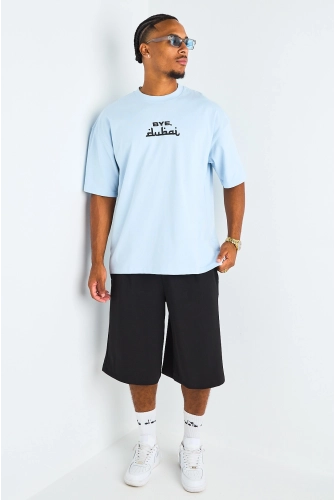 T-shirt à motif " bye dubai " bleu clair