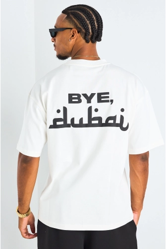 T-shirt à motif " bye dubai " écru