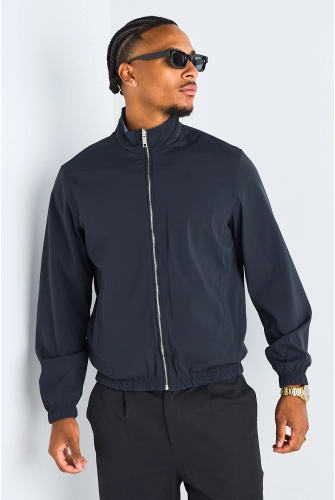 Veste réversible bleu marine à intérieur gris foncé