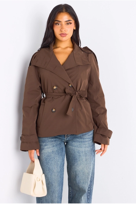 Veste trench marron court