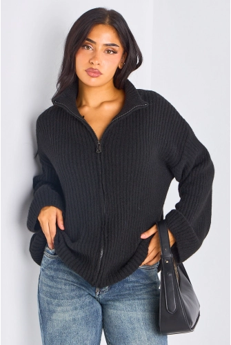 Gilet court en laine noir chiné