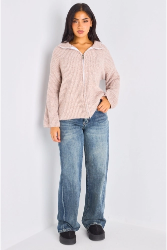 Gilet court en laine taupe chiné