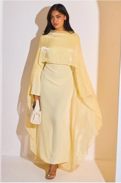 Robe 2 pièces sous-robe + voile à enfiler jaune