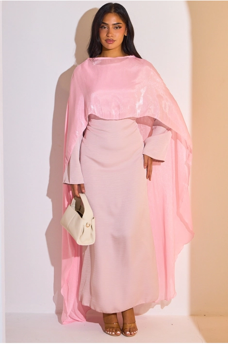 Robe 2 pièces sous-robe + voile à enfiler rose clair