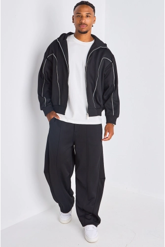 Ensemble 2 pièces : veste + jogging noir à empiècement zip