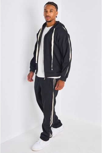 Ensemble 2 pièces : Veste + jogging noir à bandes