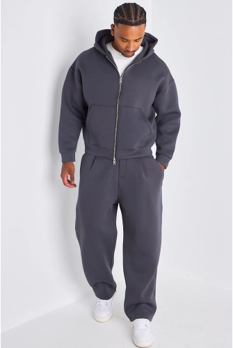 Ensemble 2 pièces : veste à capuche + jogging gris foncé