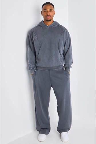 Ensemble 2 pièces : sweat + jogging gris foncé chiné