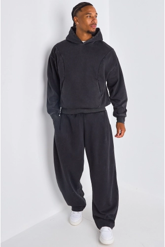 Ensemble 2 pièces : sweat + jogging noir chiné