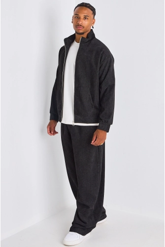 Ensemble 2 pièces : veste + jogging noir chiné