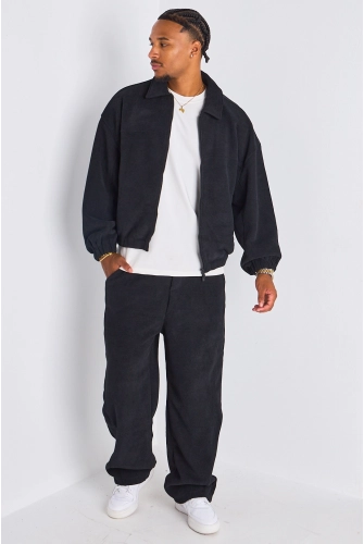 Ensemble 2 pièces : veste + jogging noir cozy premium