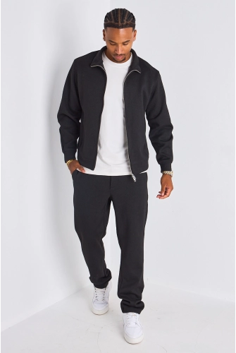 Ensemble 2 pièces : veste + jogging noir en laine