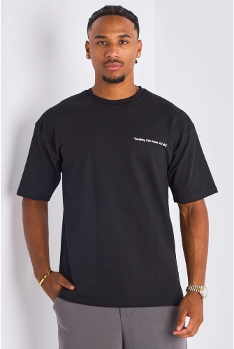 T-shirt noir à imprimé et inscription "breathing paris "