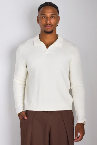 Polo basic à col rabats blanc