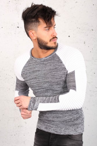 Pull fine maille bi-couleur