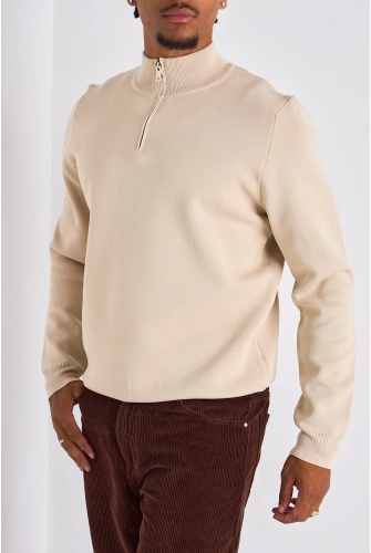 Gilet à demi-zip beige